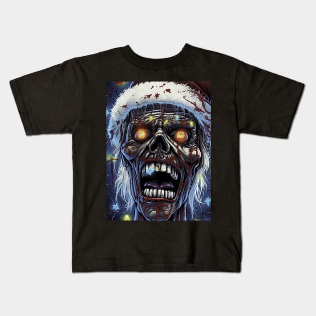 Zombie Santa Claus with lights Kids T-Shirt by Maverick Media